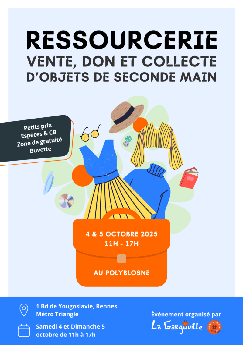 Visuel de l'événement Ressourcerie Solidaire Éphémère - dimanche 5 octobre 2025