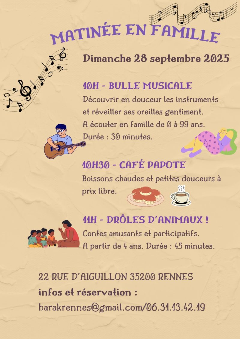 Visuel de l'événement Matinée en famille - dimanche 28 septembre 2025