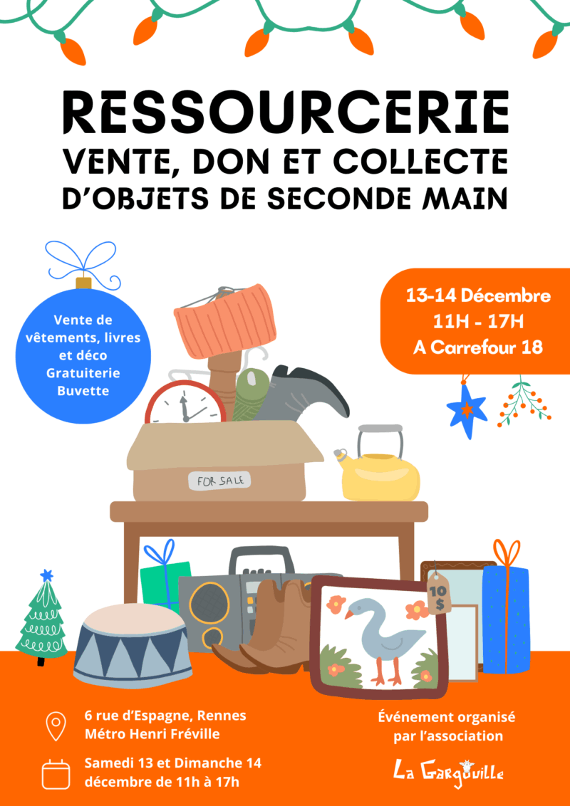 Visuel de l'événement Ressourcerie éphémère et solidaire à Carrefour 18 - dimanche 14 décembre 2025